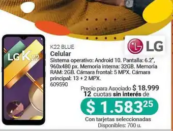 Cooperativa Obrera LG K22 Blue Celular oferta
