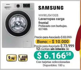 Cooperativa Obrera Samsung Lavarropas Carga Frontal WW90J5410GS oferta