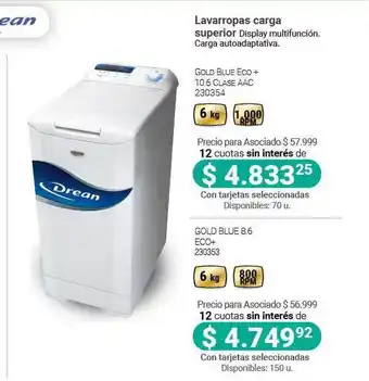 Cooperativa Obrera Drean Lavarropas Carga Superior oferta