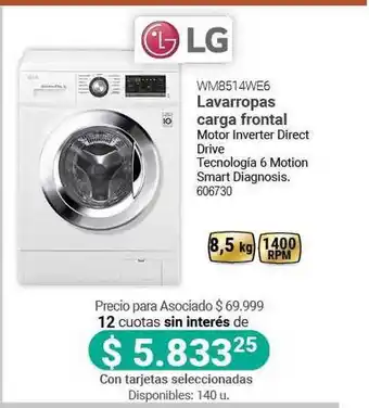 Cooperativa Obrera LG Lavarropas Carga Frontal WM8514WE6 oferta