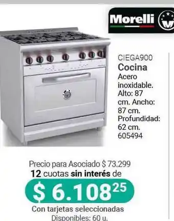 Cooperativa Obrera Morelli Cocina CIEGA900 oferta