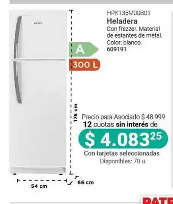 Cooperativa Obrera Heladera con Freezer HPK135M00B01 300L oferta