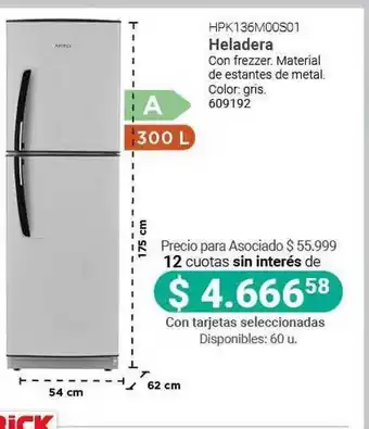 Cooperativa Obrera Heladera con Frezzer HPK135M00B01 300L oferta