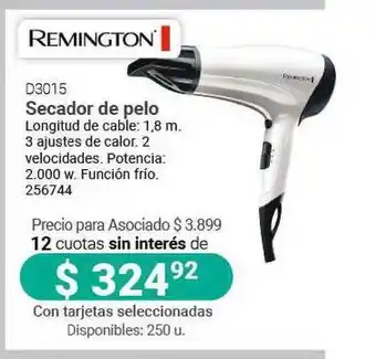 Cooperativa Obrera Remington D3015 Secador de Pelo oferta
