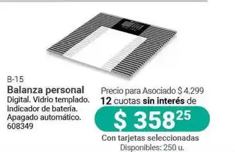 Cooperativa Obrera Balanza Personal B-15 oferta
