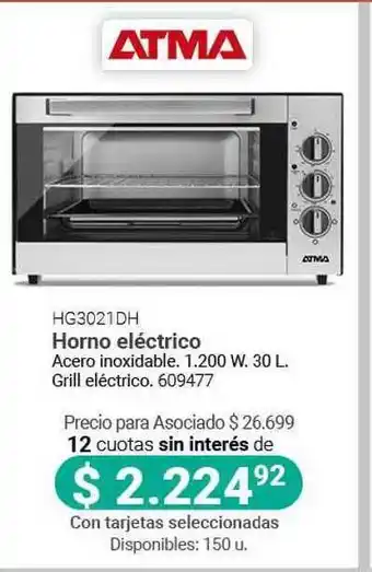 Cooperativa Obrera Atma HG3021DH Horno Eléctrico oferta