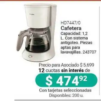 Cooperativa Obrera Cafetera HD744/0 1,2L oferta