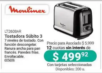 Cooperativa Obrera Moulinex Tostadora Súbito 3 LT2608AR oferta