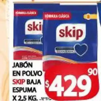 Supermercados Mariano Max Skip Jabón en Polvo Baja Espuma x 2,5kg oferta