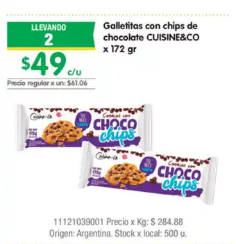 Jumbo Cuisine&Co Galletitas con chips de chocolate x 172 gr oferta