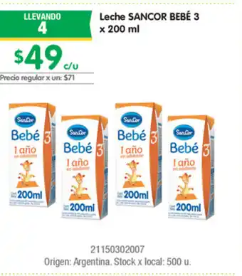 Jumbo Sancor Bebé Leche 3 x 200ml oferta