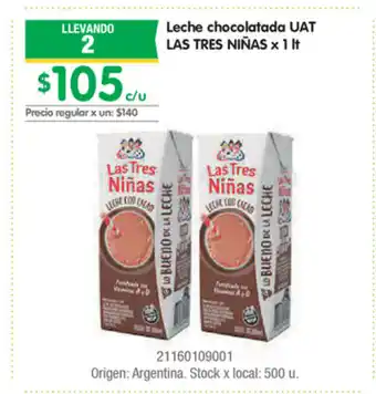 Jumbo Las Tres Niñas Leche chocolatada UAT x 1lt oferta