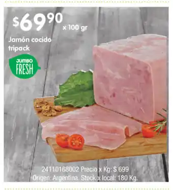 Jumbo Jumbo Fresh Jamón cocido tripack x 100gr oferta