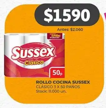 Supermercados Tadicor ROLLO COCINA SUSSEX CLÁSICO 3 X 50 PAÑOS oferta