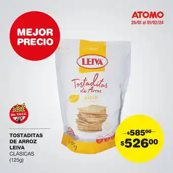 Atomo Conviene TOSTADITAS DE ARROZ LEIVA CLÁSICAS (125G) oferta