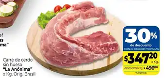 La Anonima La Anónima Carrè de cerdo sin hueso x kg oferta