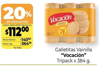 La Anonima Vocacíon Galletitas Vainilla Tripack x384g. oferta