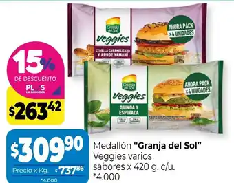 La Anonima Granja del Sol Medallón Veggies varios sabores x 420g. c/u oferta