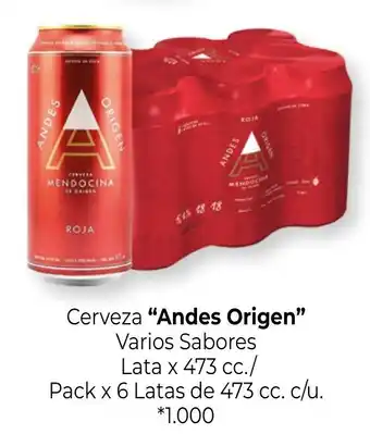 La Anonima Andes Origen Cerveza Varios Sabores Lata x 473 cc./ Pack x 6 Latas de 473 cc. c/u. oferta
