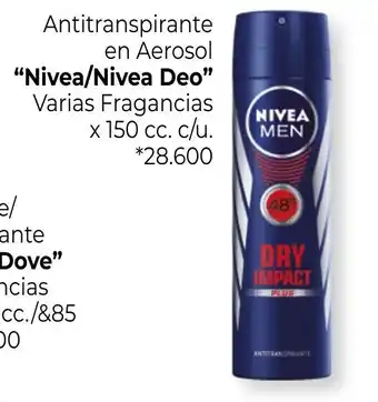 La Anonima Nivea/Nivea Deo Antitranspirante en Aerosol Varias Fragancias x 150 cc. c/u. oferta