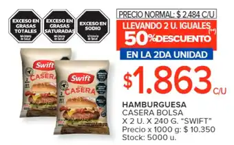Carrefour Market HAMBURGUESA CASERA BOLSA X 2 U. X 240 G. "SWIFT" oferta
