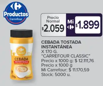 Carrefour Market CEBADA TOSTADA INSTANTÁNEA X 170 G. "CARREFOUR CLASSIC" oferta