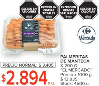 Carrefour Market PALMERITAS DE MANTECA X 200 G. "EL MERCADO" oferta