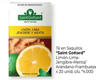 La Anonima Saint Gottard Tè en Saquitos Limón-Lima-Jengibre-Menta/Arándano-Frambuesa x 20 unid. c/u. oferta
