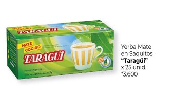 La Anonima Taragüí Yerba Mate en Saquitos x 25 unid. oferta
