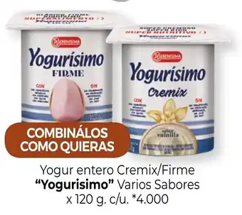 La Anonima Yogurisimo Yogur entero Cremix/Firme Varios Sabores x 120 g. c./u. oferta