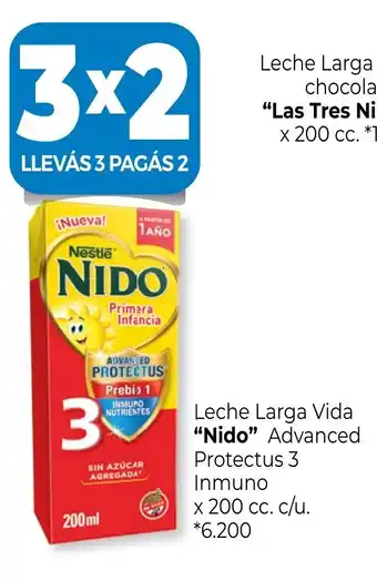 La Anonima Nido Leche Larga Vida Advanced Protectus 3 inmuno x 200 cc. c/u. oferta