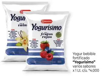 La Anonima Yogurisimo Yogur bebible fortificado varios sabores x 1 lt. c/u. oferta