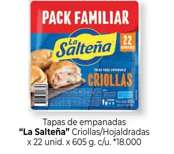 La Salteña Tapas de empanadas Criollas/Hojaldradas x 22 unid. x 605 g. c/u.
