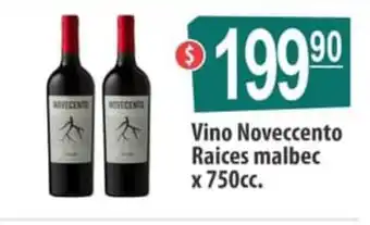 Autoservicio Capo Vino Noveccento Raices malbec x 750 cc oferta