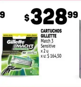 Makro Gillette Cartuchos Match 3 Sensitive x 2 u oferta