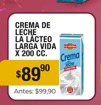 Super MAMI Crema de Leche La Lacteo Larga Vida x 200cc oferta