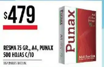 Punax Resma A4 75 Gr x 500 Hojas C/10