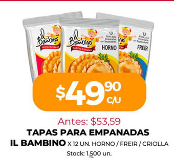 Supermercados Tadicor Tapas Para Empanadas Il Bambino x 12 Un oferta