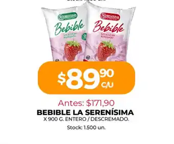 Supermercados Tadicor Bebible La Serenísima x 900 g oferta