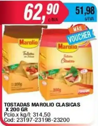 Maxiconsumo Tostadas marolio clasicas x 200gr oferta