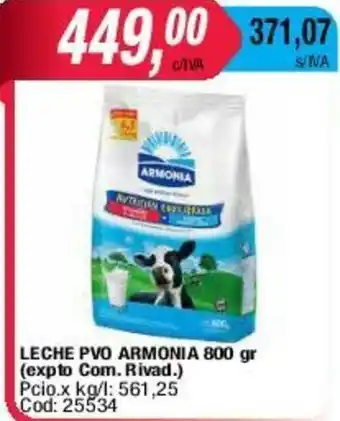 Maxiconsumo Leche PVO Armonia 800gr oferta