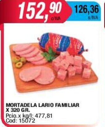 Maxiconsumo Mortadela LArio Familiar x 320gr oferta