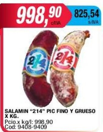 Maxiconsumo Salamin 214 Pic Fino Y Grueso x kg oferta