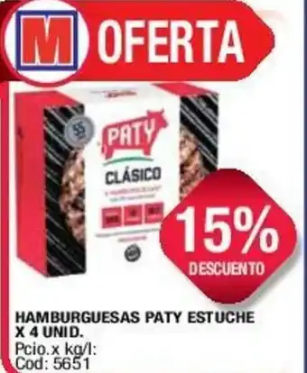 Maxiconsumo Hamburguesas Paty estuche x 4unid oferta