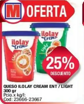 Maxiconsumo Queso Ilolay Cream ent/light 300gr oferta