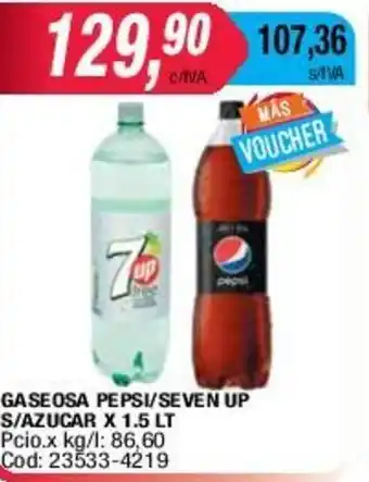 Maxiconsumo Gaseosa Pepsi/Seven up S/Azucar x 1,54lt oferta