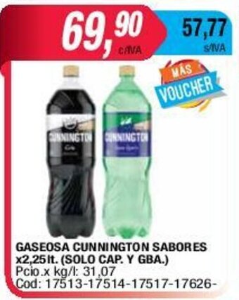 Maxiconsumo Gaseosa Cunnington Sabores x 2,25lt oferta