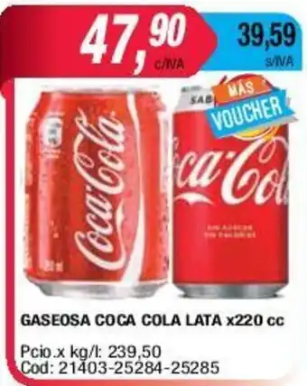 Maxiconsumo Gaseosa Coca Cola Lata x 220cc oferta