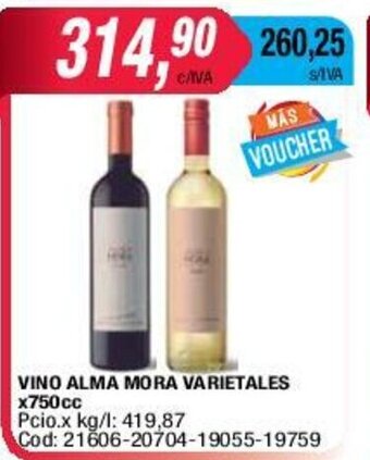 Maxiconsumo Vino Alma Mora Varietales x 750cc oferta