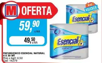 Maxiconsumo Esencial Pap. Higienico Natural 4 x 30 mt oferta